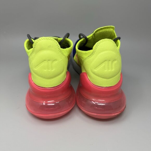Nike Air Max 270 Flyknit "Volt Racer Blue Hot Punch" AO1023-501 Men's 9.5 - Picture 6 of 9